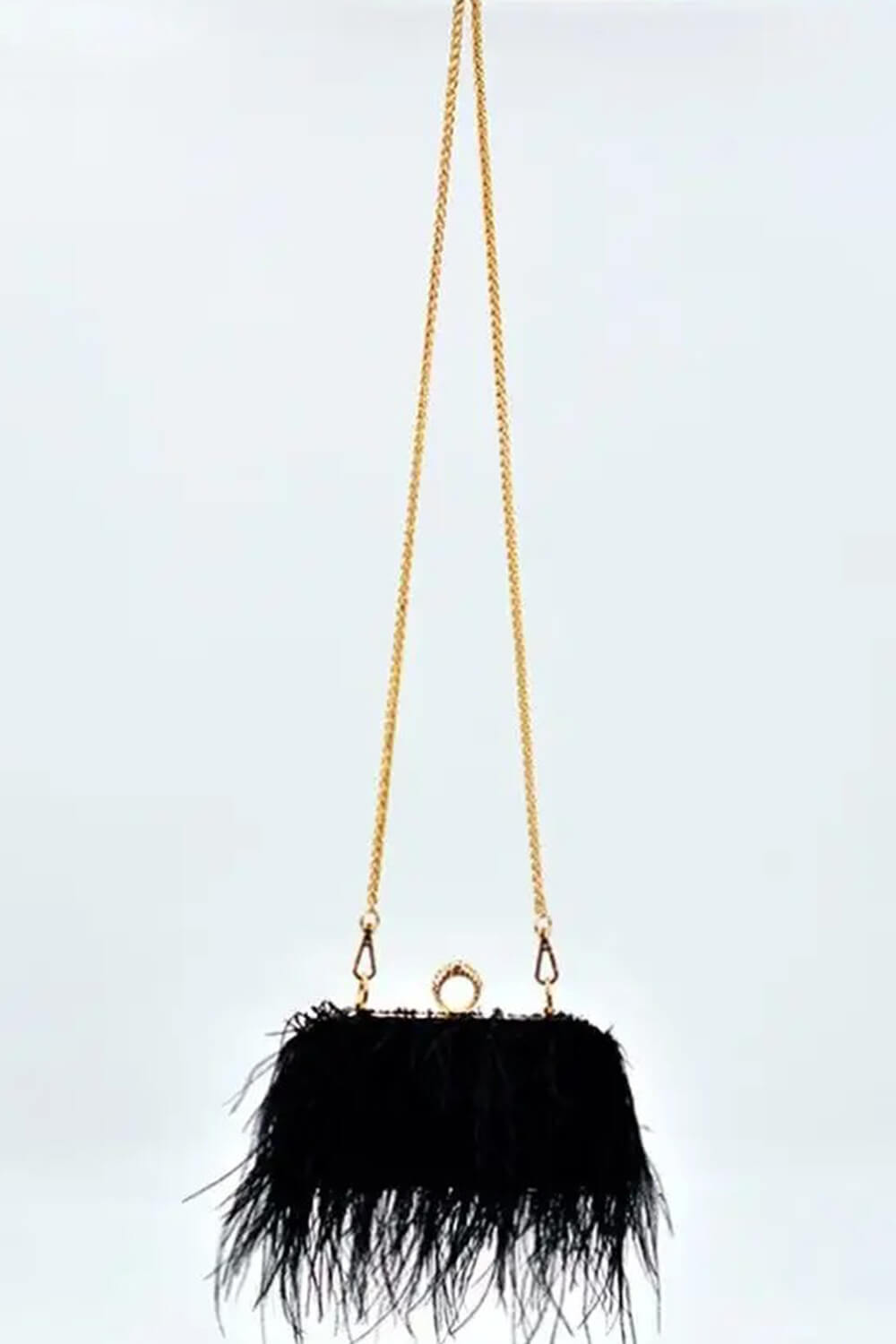 All-Over Feather Fringe Evening Clutch
