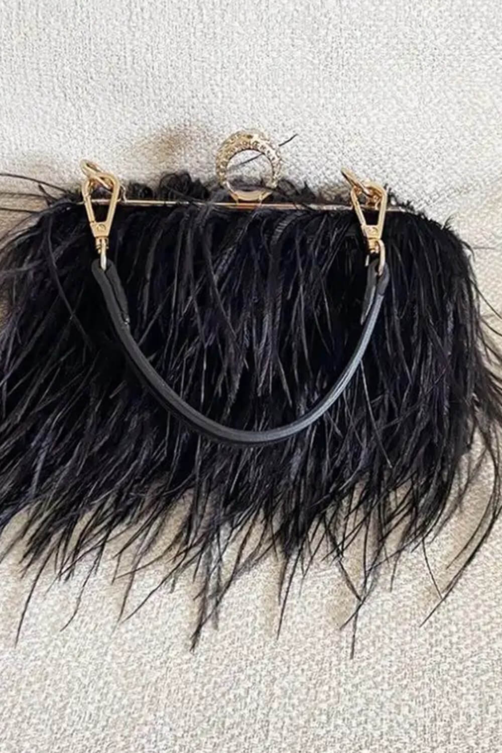 All-Over Feather Fringe Evening Clutch