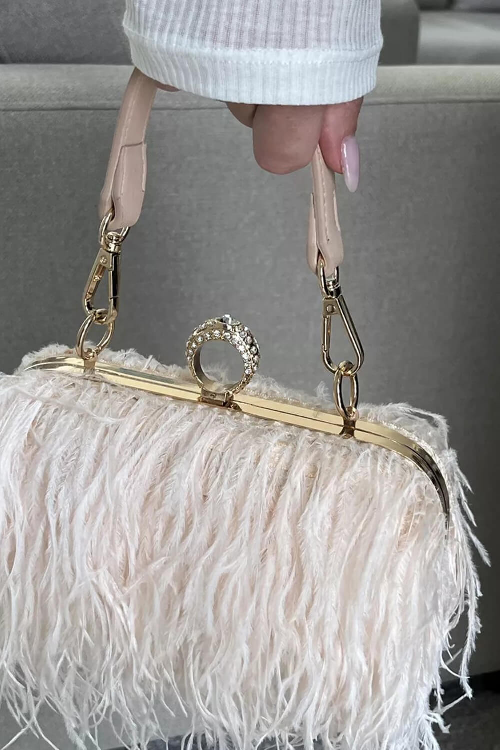 All-Over Feather Fringe Evening Clutch