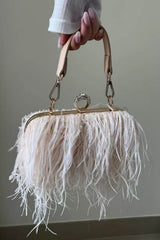 All-Over Feather Fringe Evening Clutch