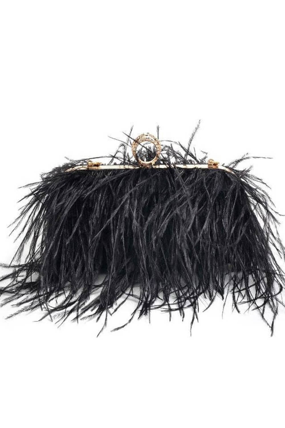 All-Over Feather Fringe Evening Clutch