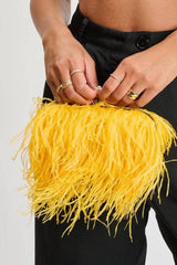 All-Over Feather Fringe Evening Clutch
