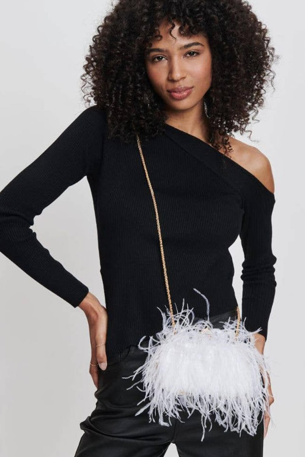All-Over Feather Fringe Evening Clutch