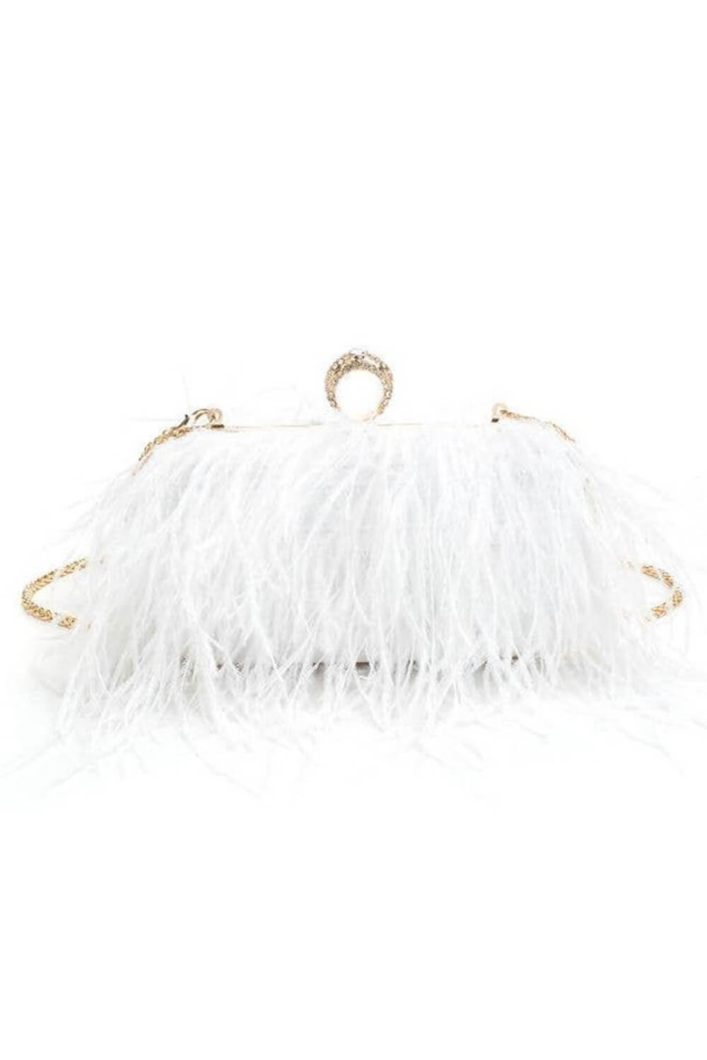 All-Over Feather Fringe Evening Clutch