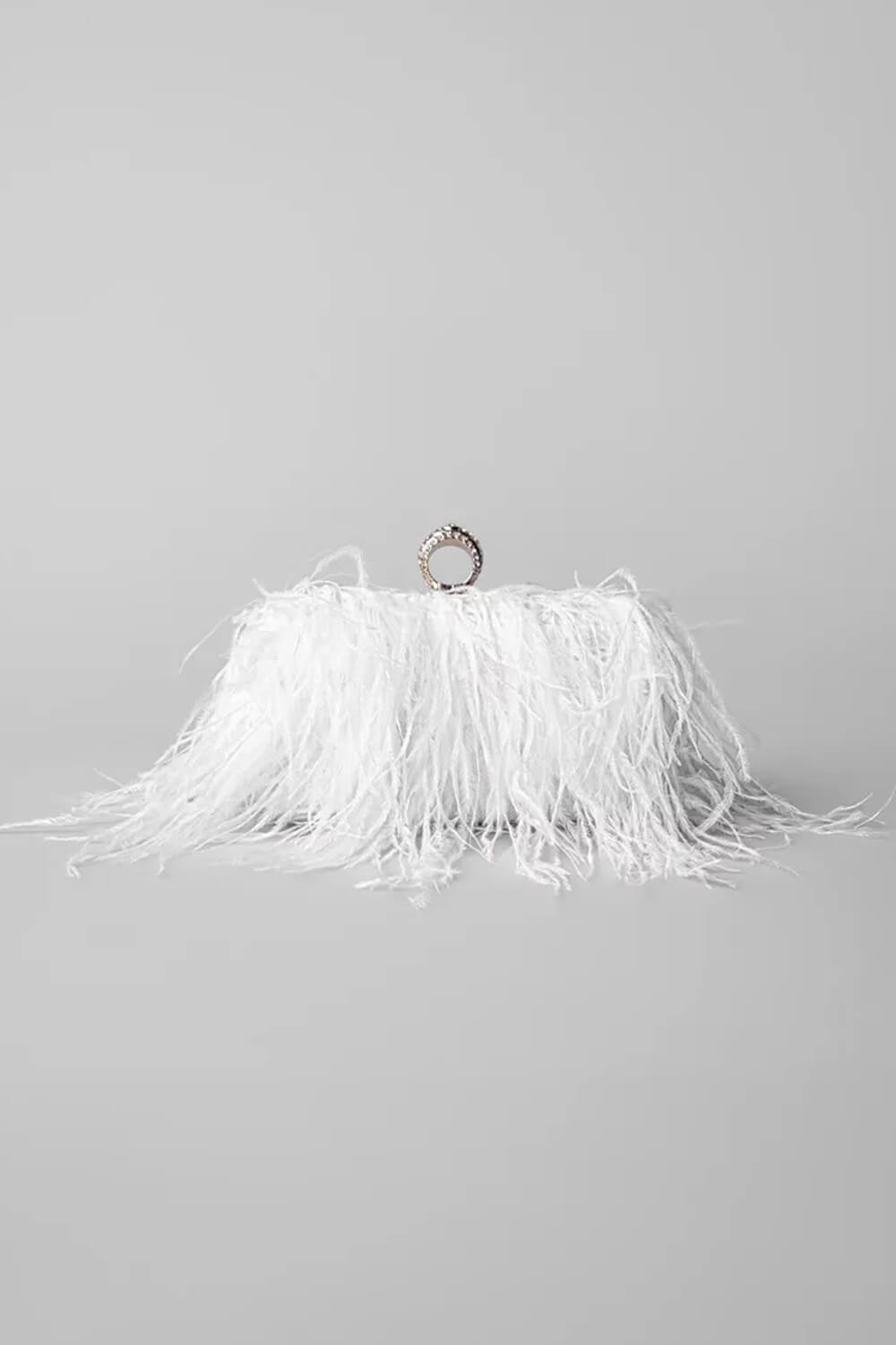 All-Over Feather Fringe Evening Clutch
