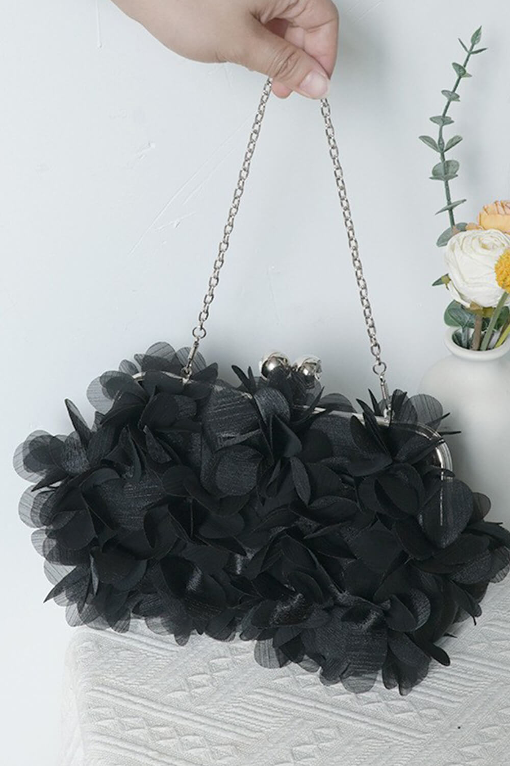 Flower Petal Wedding Evening Clutch With Straps