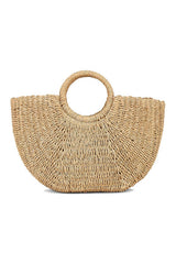 Woven Rattan Circle Handle Beach Tote Bags