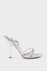 Diamante Strap Stiletto Heeled Sandals - Black/White