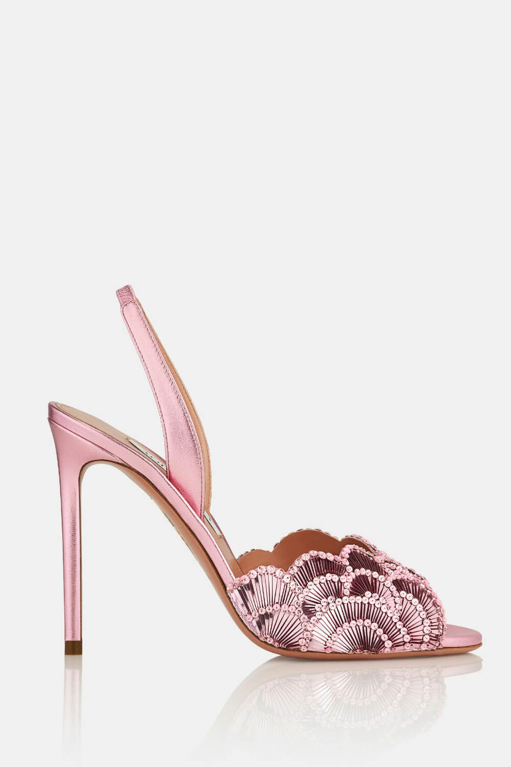 Foral Sequin-Embellished Open Toe Stiletto Heeled Sandals
