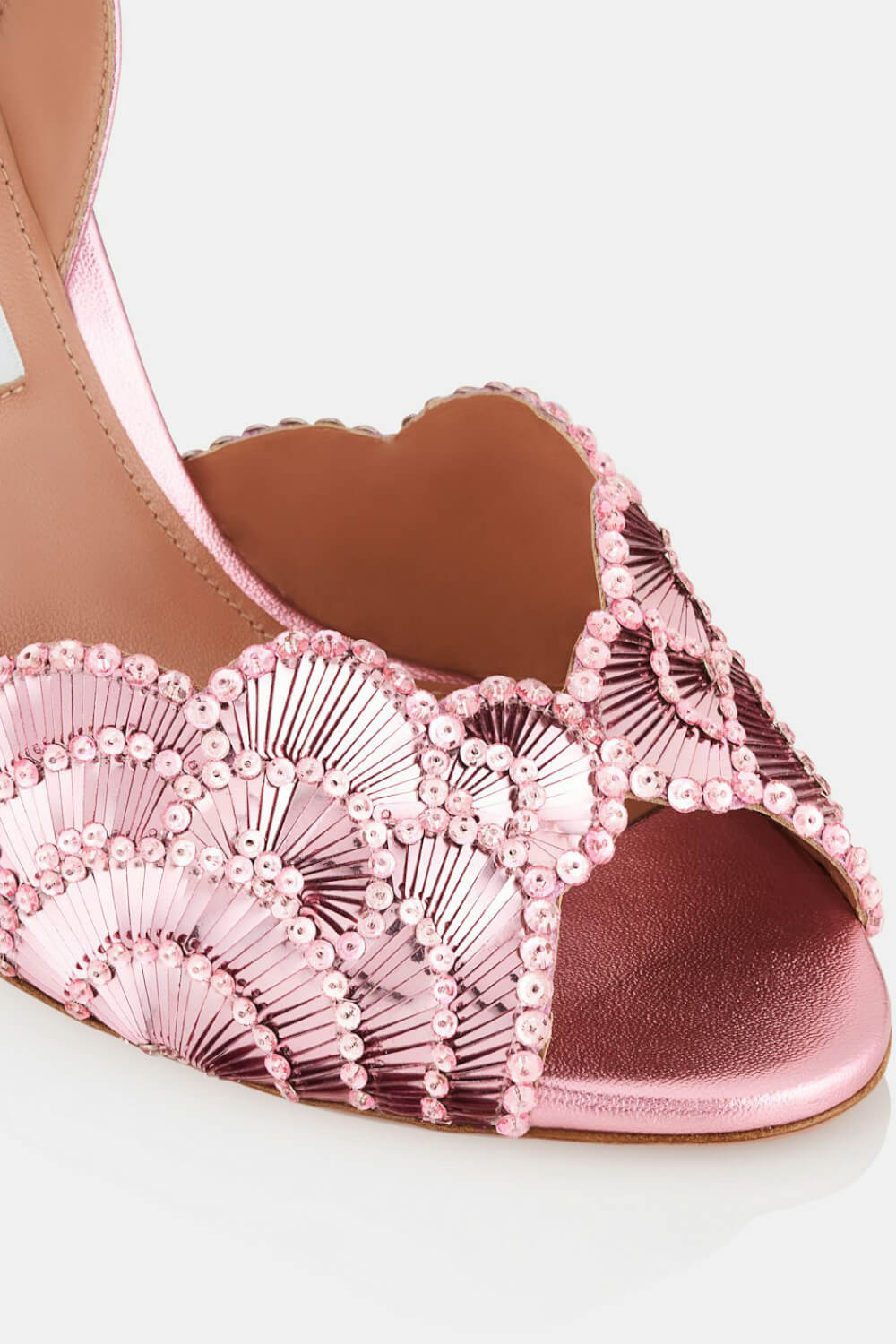Foral Sequin-Embellished Open Toe Stiletto Heeled Sandals