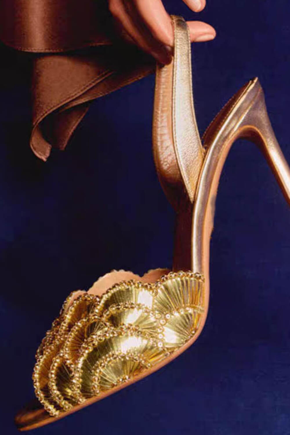 Foral Sequin-Embellished Open Toe Stiletto Heeled Sandals