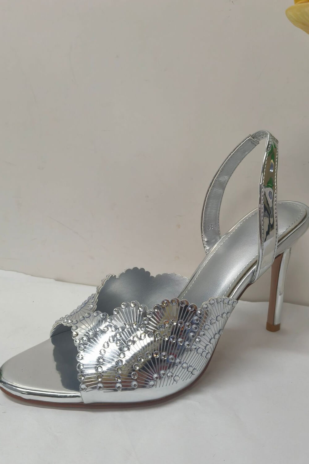 Foral Sequin-Embellished Open Toe Stiletto Heeled Sandals