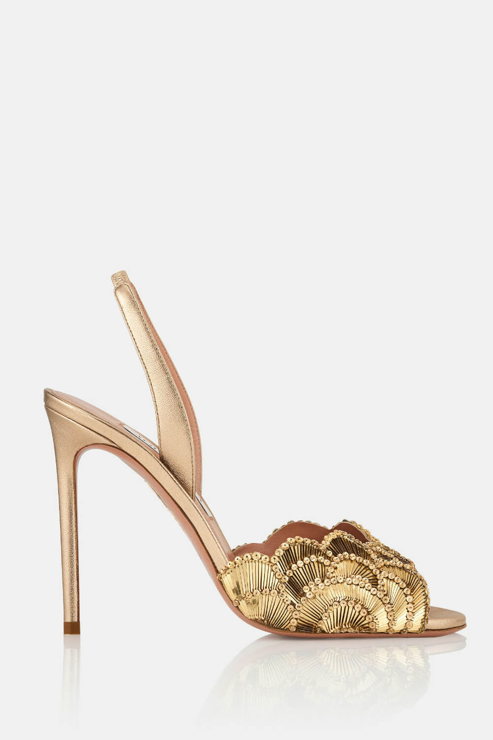 Foral Sequin-Embellished Open Toe Stiletto Heeled Sandals