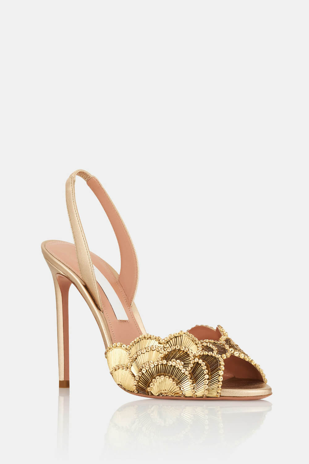 Foral Sequin-Embellished Open Toe Stiletto Heeled Sandals