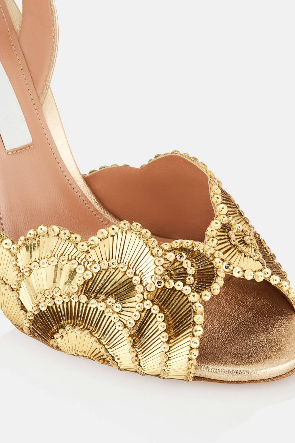 Foral Sequin-Embellished Open Toe Stiletto Heeled Sandals