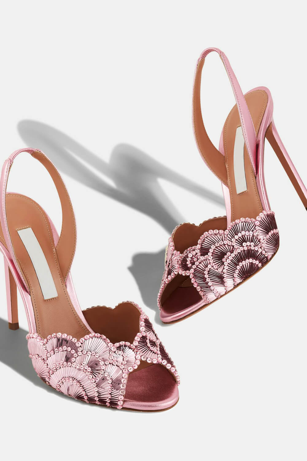 Foral Sequin-Embellished Open Toe Stiletto Heeled Sandals