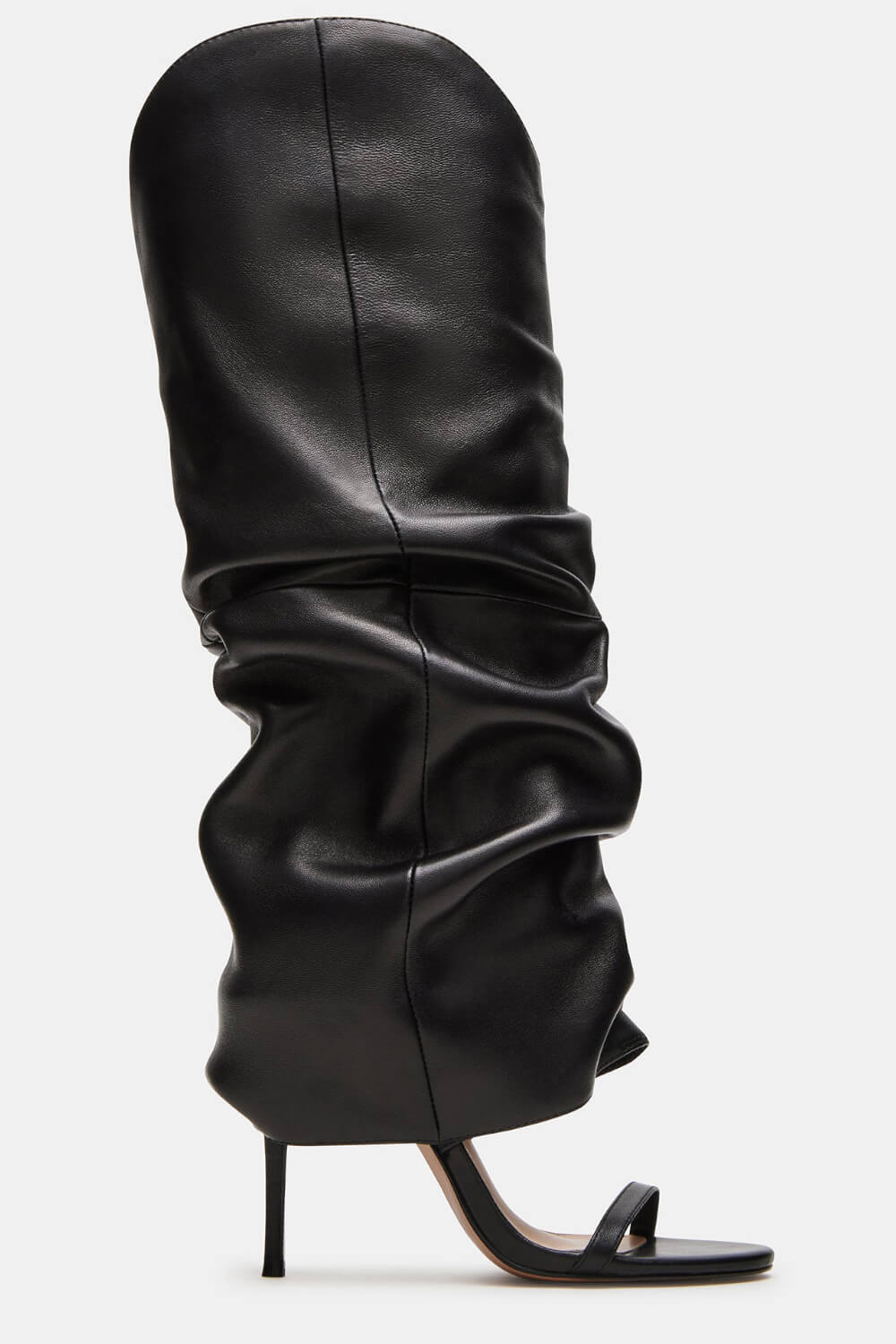 Cuffed Knee-High Ruched Open Toe Stiletto Heel Boots