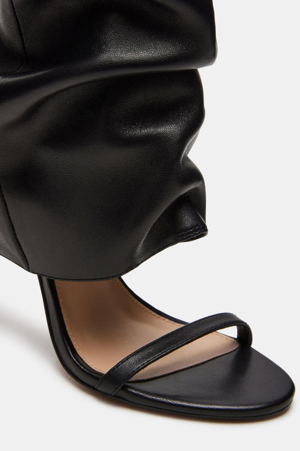 Cuffed Knee-High Ruched Open Toe Stiletto Heel Boots