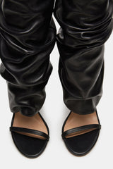 Cuffed Knee-High Ruched Open Toe Stiletto Heel Boots