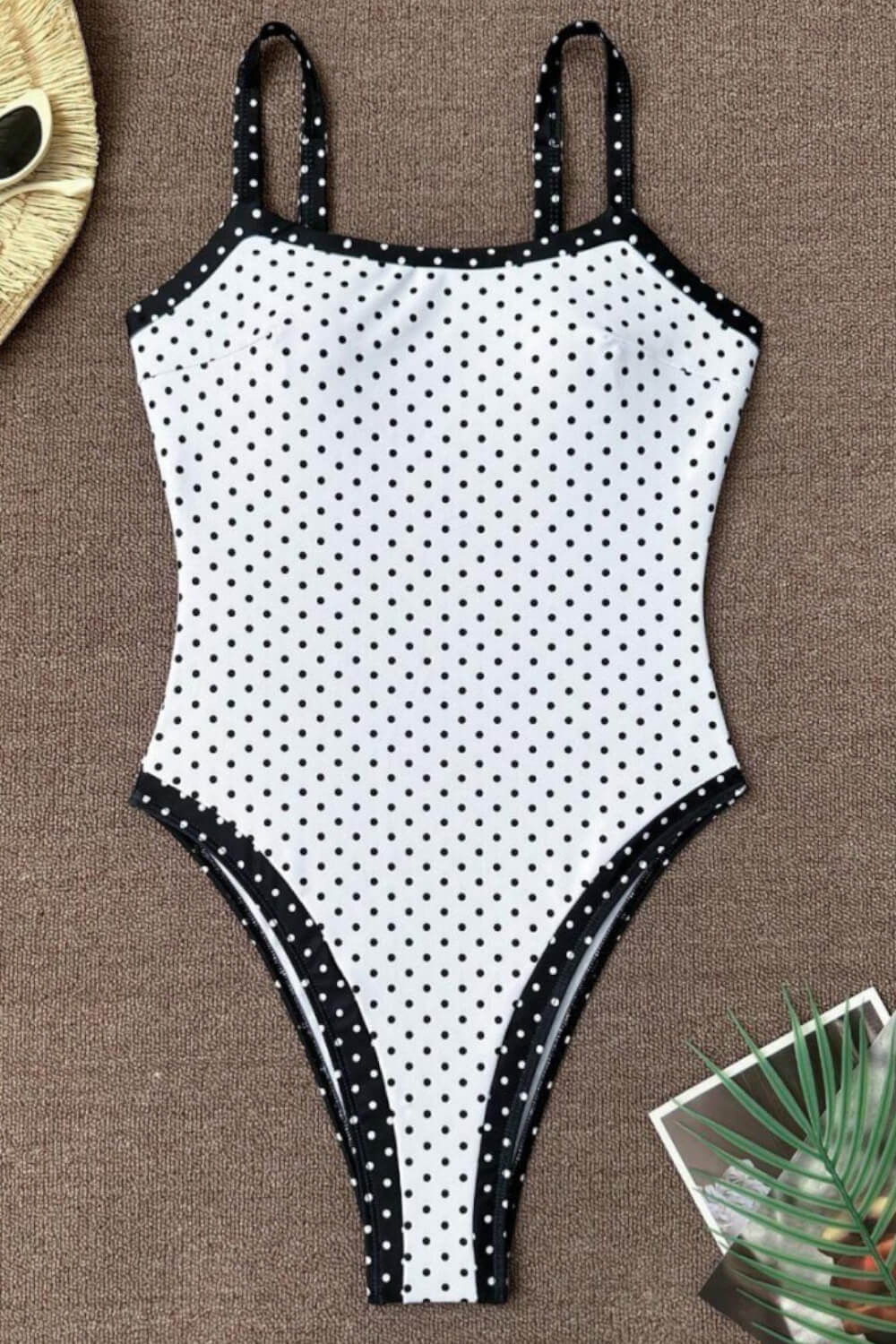 Colorblock Polka Dot One-Piece Swimsuit