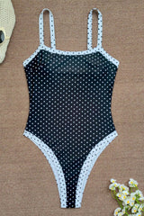Colorblock Polka Dot One-Piece Swimsuit