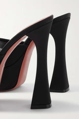 Satin Open Toe Platform Mule Sandals
