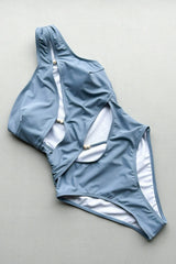 Cut-Out One-Shoulder One Piece Swimsuit With Beads Details