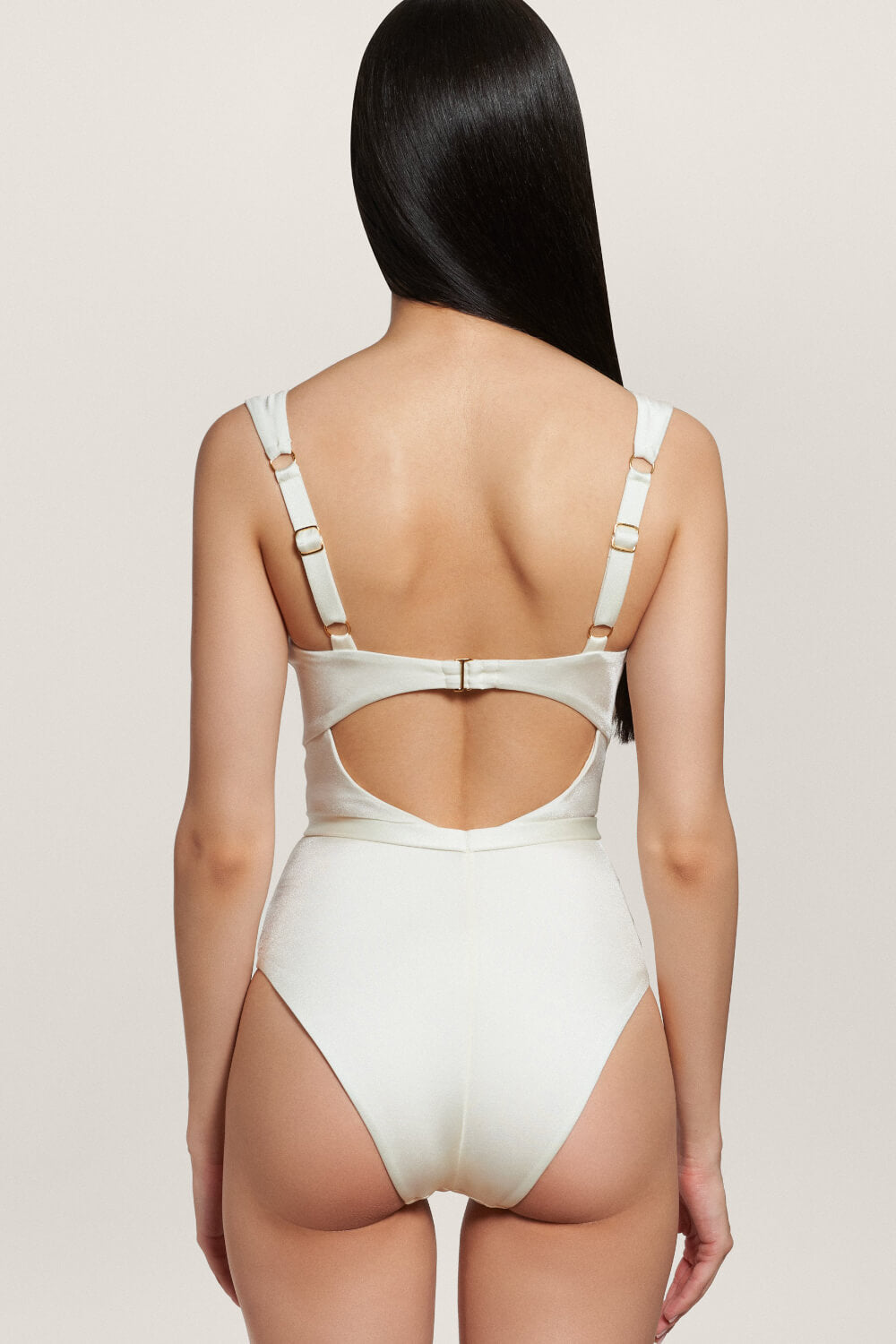 Ruched Balconette Underwire Seashell Belted One Piece Swimsuit