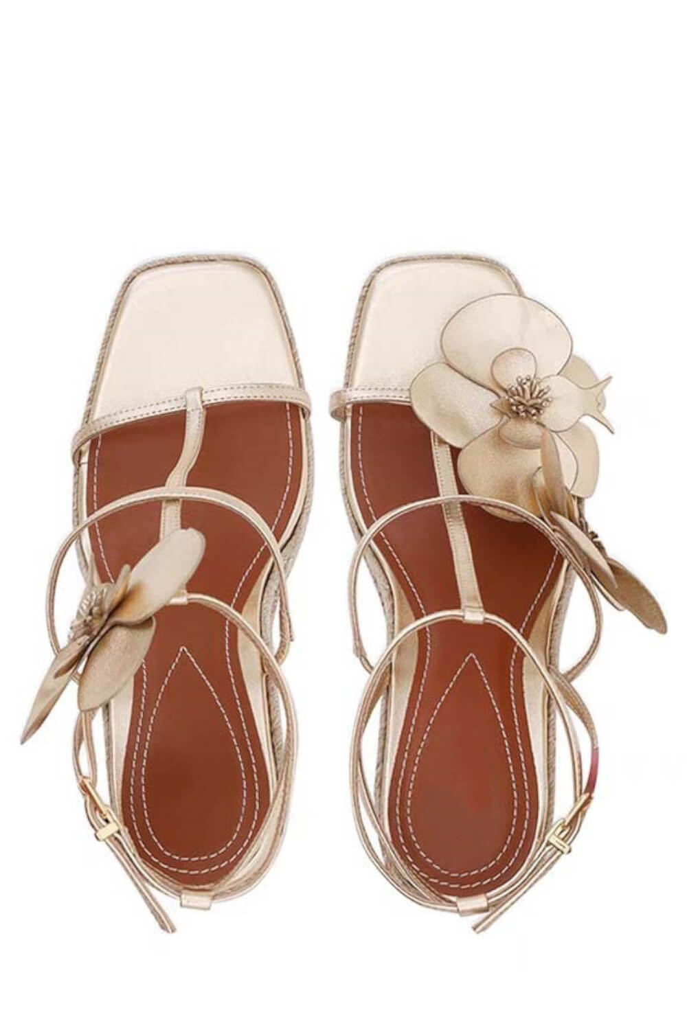Flowers Embellished Platform Espadrille Wedge Sandals