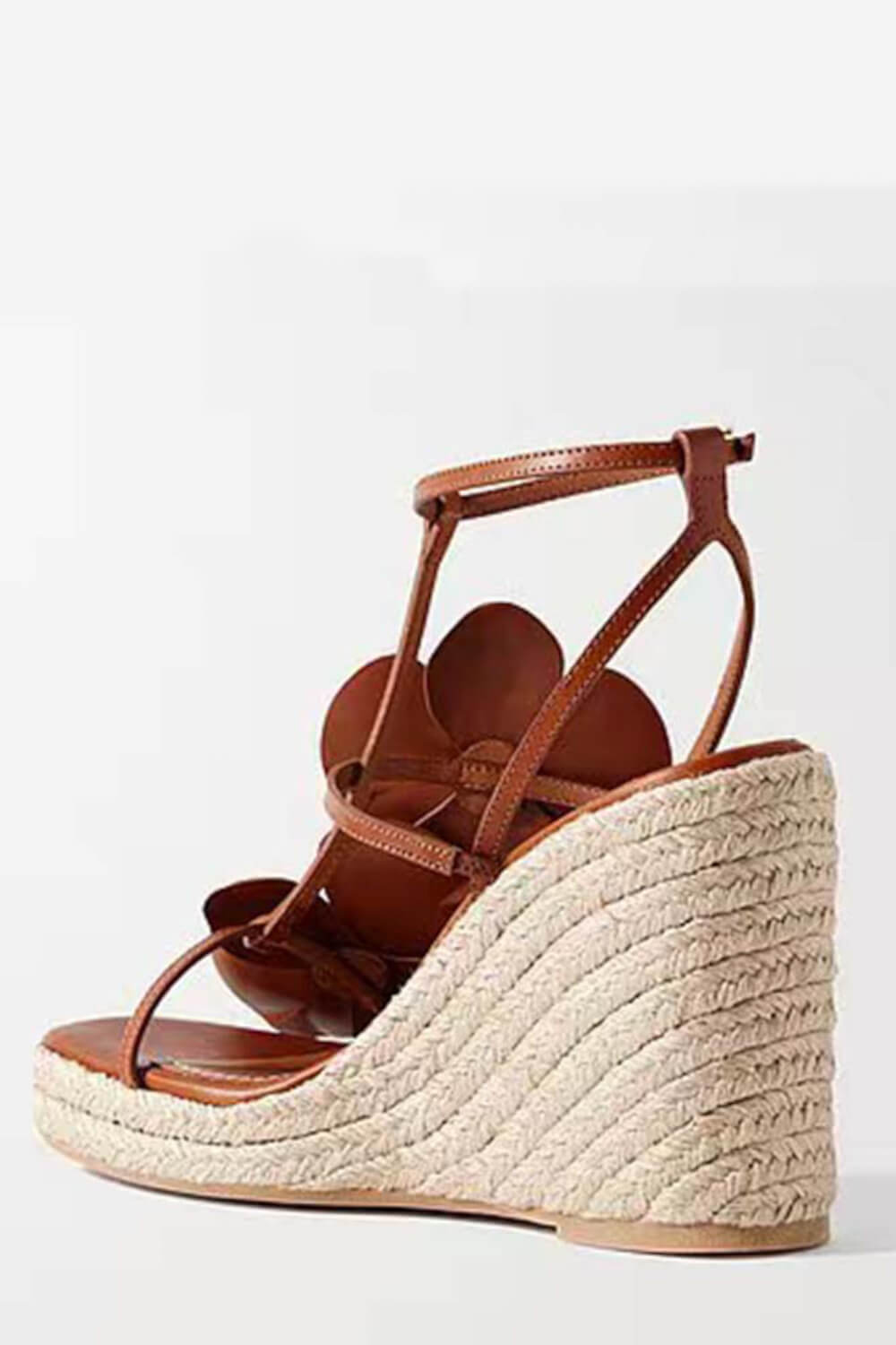 Flowers Embellished Platform Espadrille Wedge Sandals