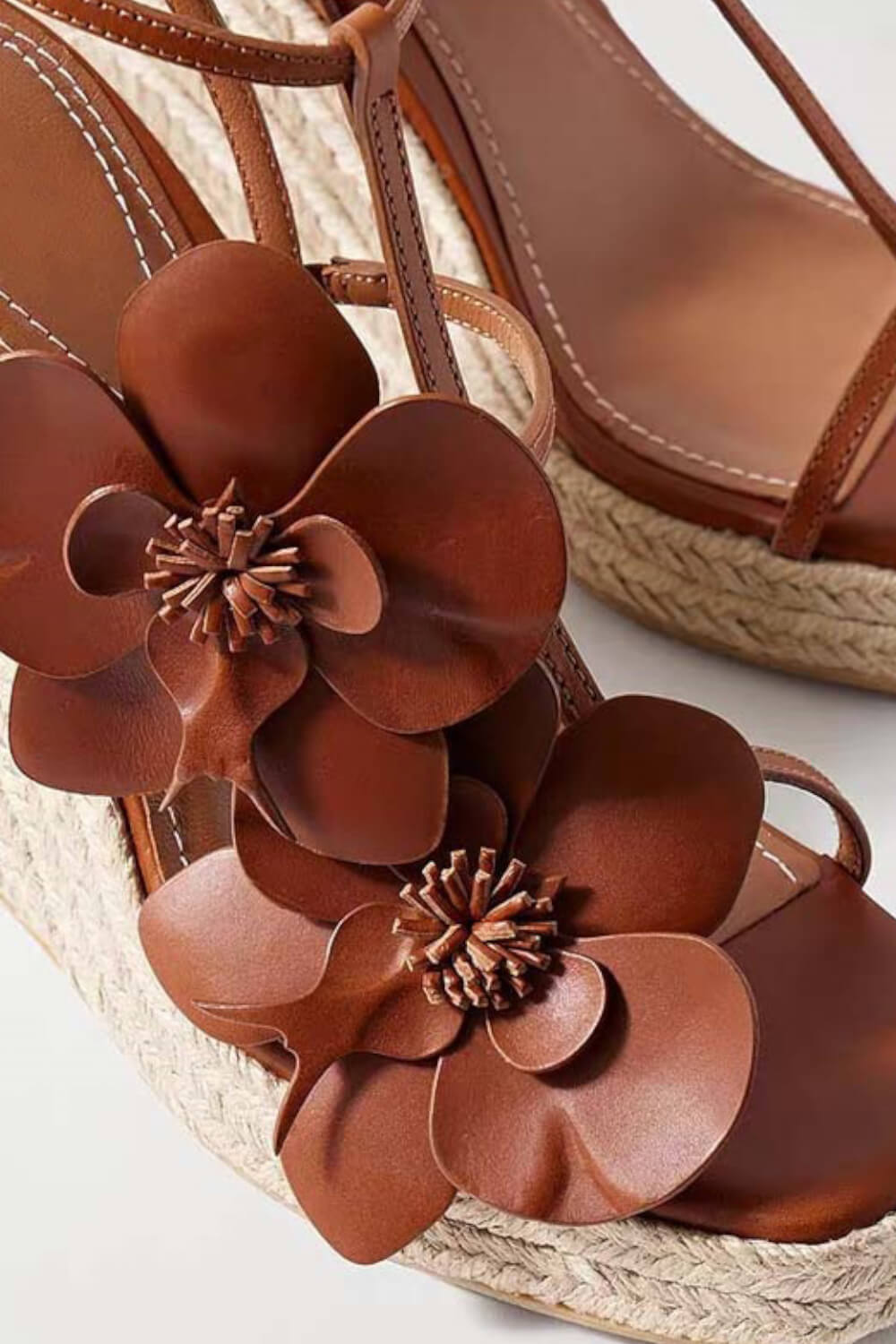 Flowers Embellished Platform Espadrille Wedge Sandals