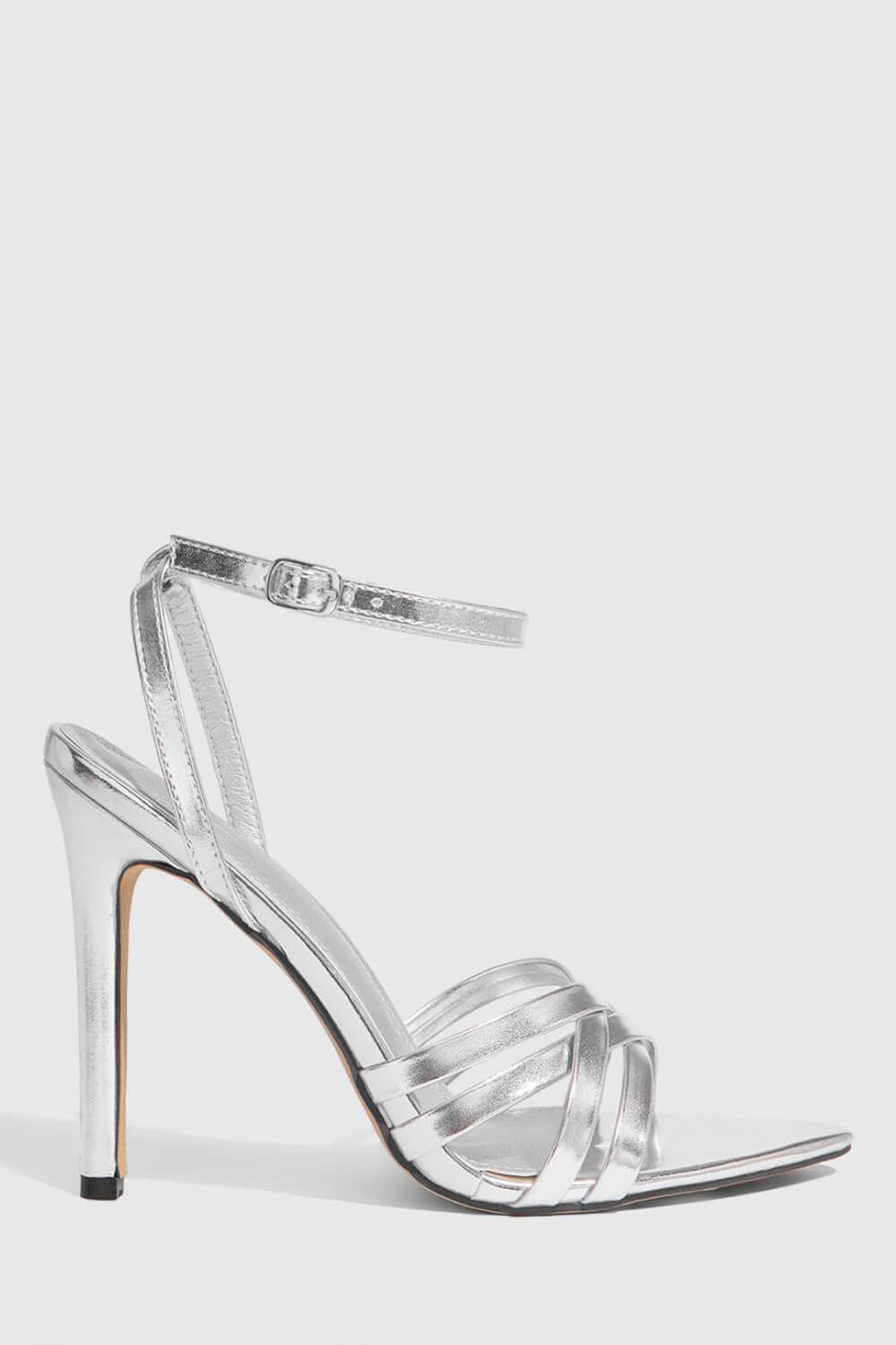 Strappy Open Pointed Toe Stiletto Heeled Sandals
