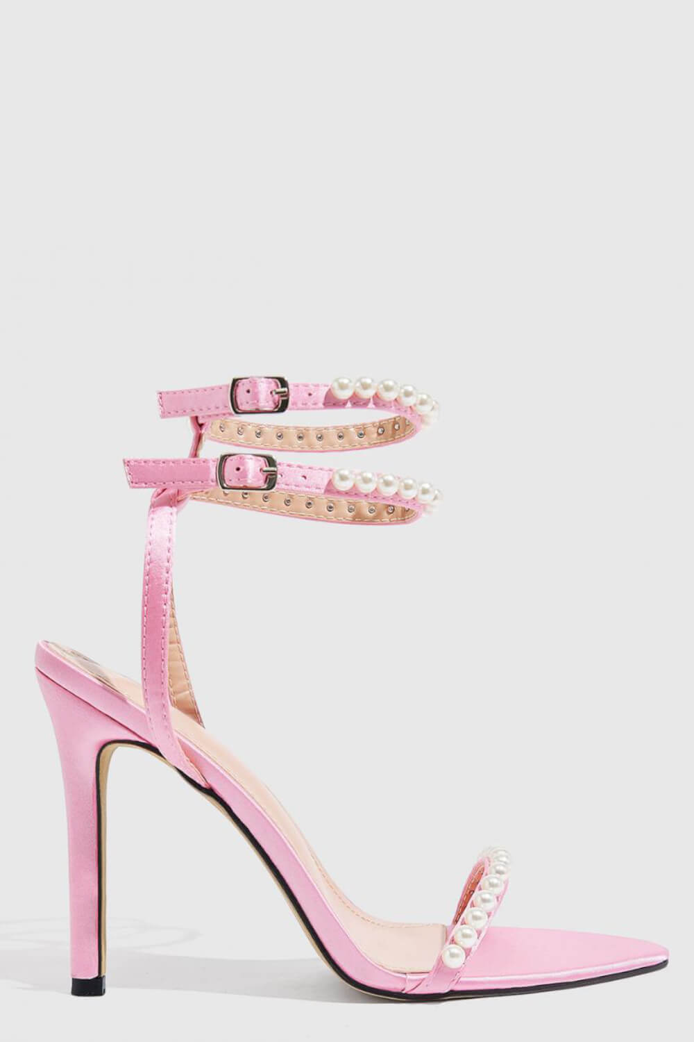 Pearl Strap Open Pointed Toe High Stiletto Heels