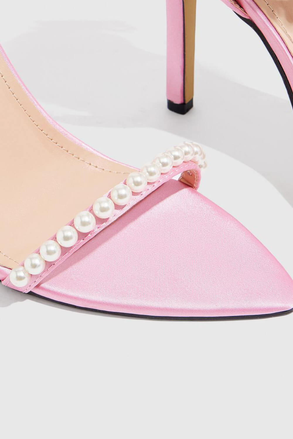 Pearl Strap Open Pointed Toe High Stiletto Heels