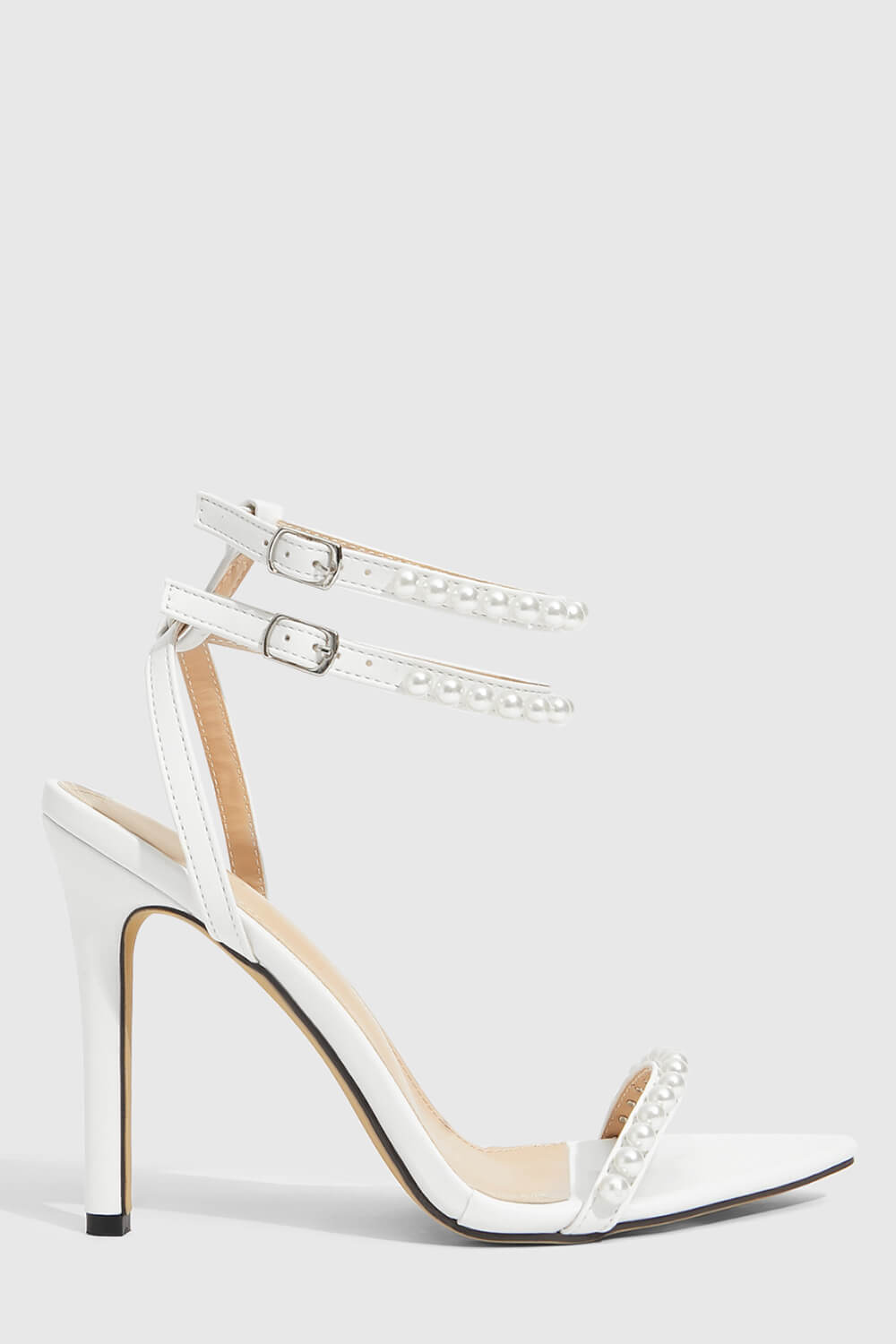 Pearl Strap Open Pointed Toe High Stiletto Heels