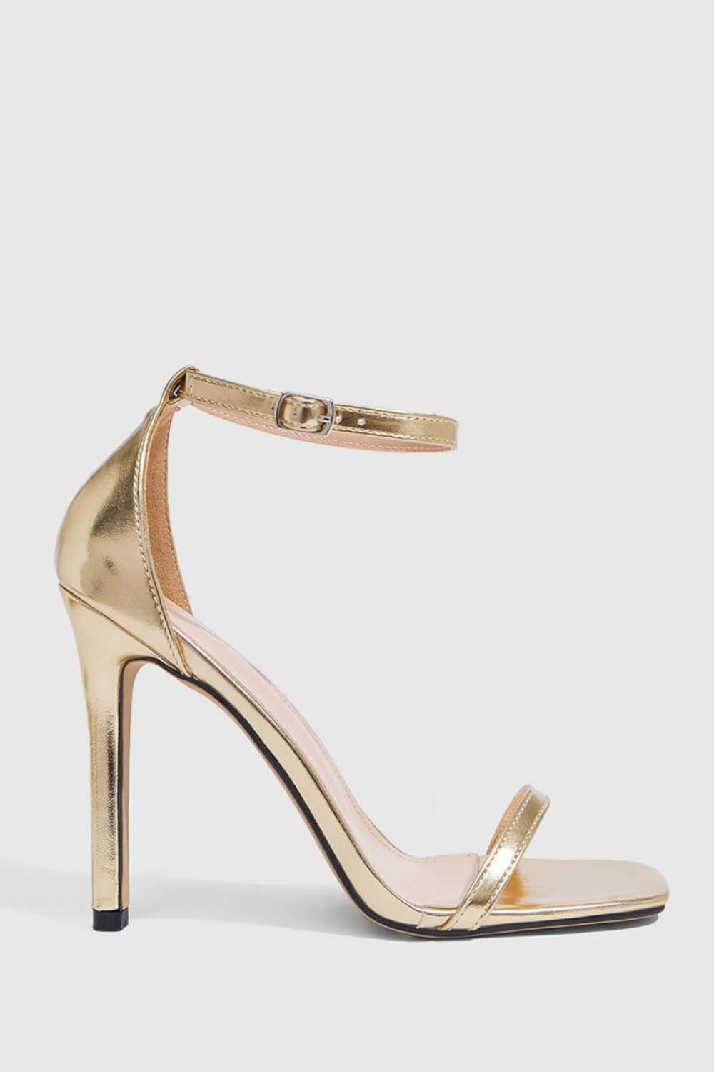 Barely There Square Toe Strappy Stiletto High Heels