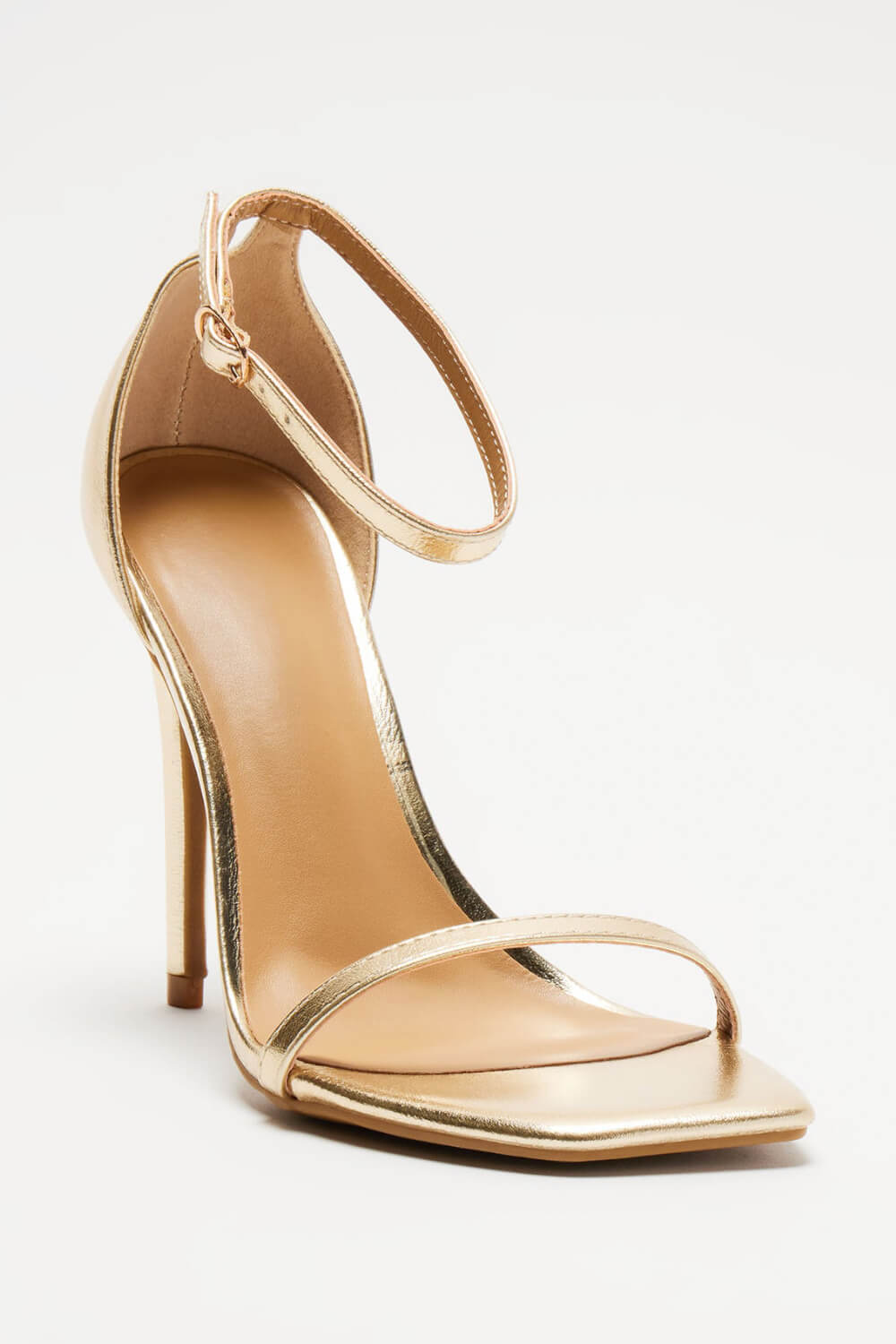 Barely There Square Toe Strappy Stiletto High Heels