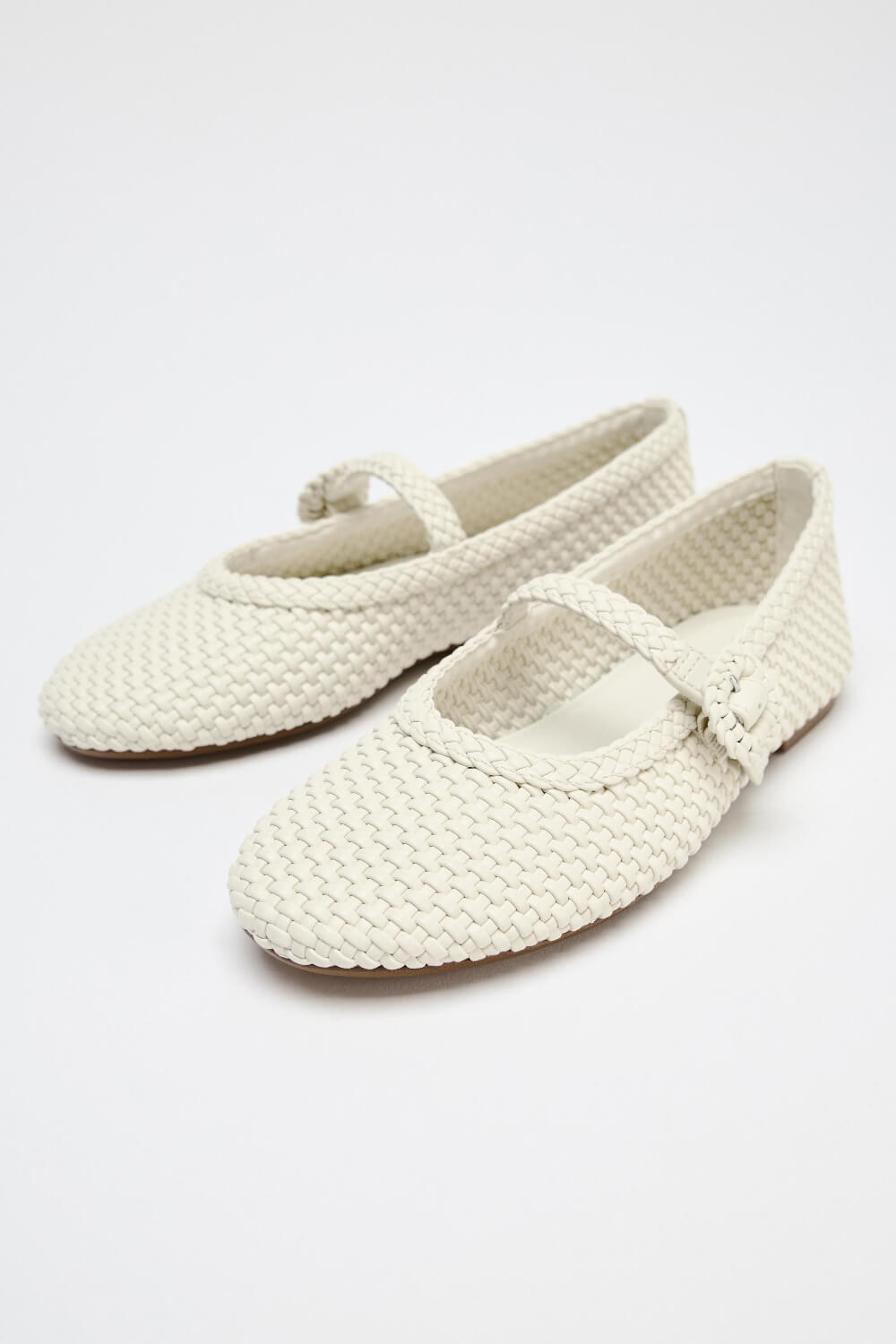 Braided Mary Jane Buckled Ballet Flats