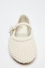 Braided Mary Jane Buckled Ballet Flats