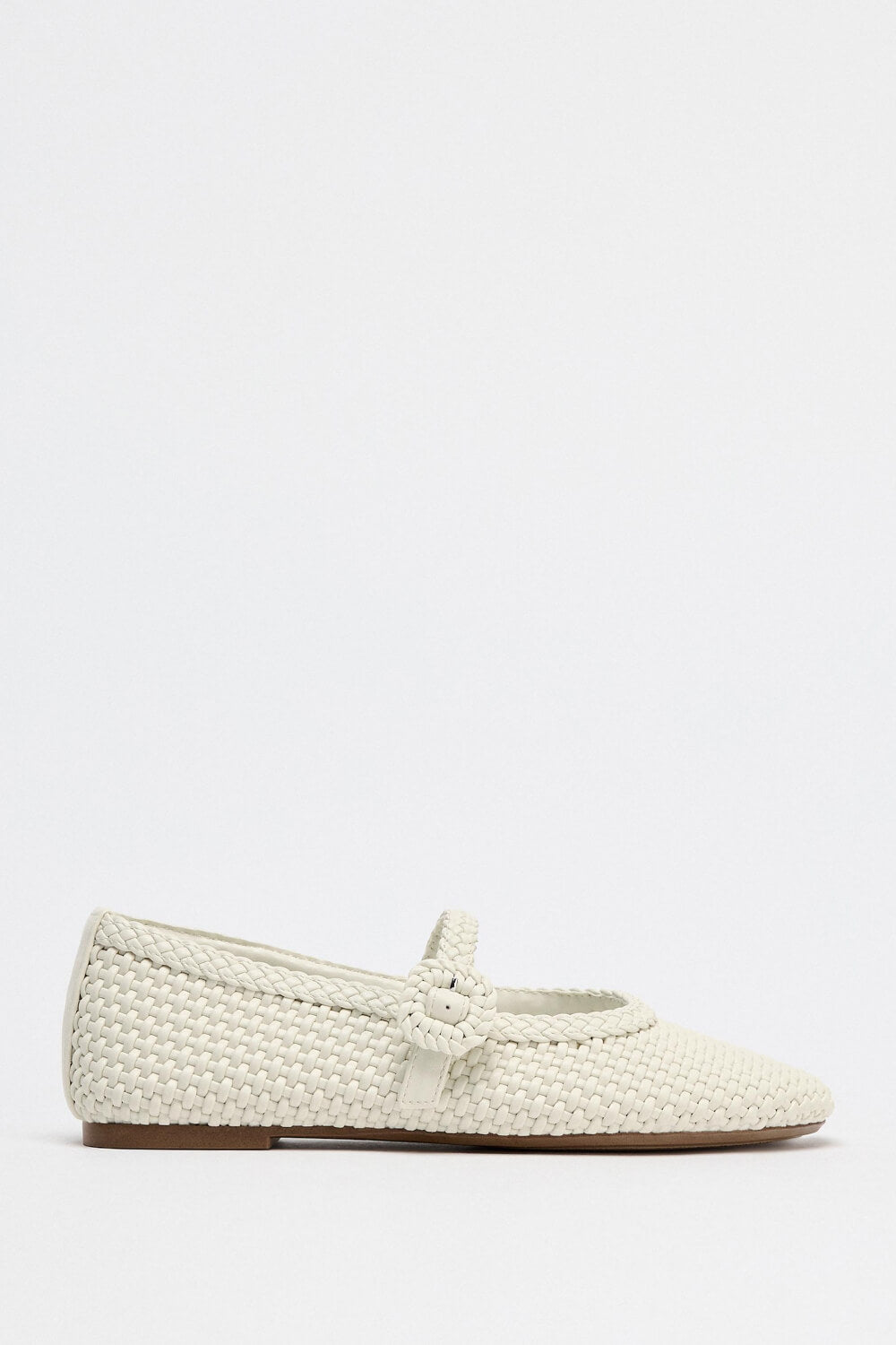 Braided Mary Jane Buckled Ballet Flats