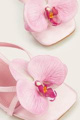 Flower Detail Square Toe Heeled Mule Sandals