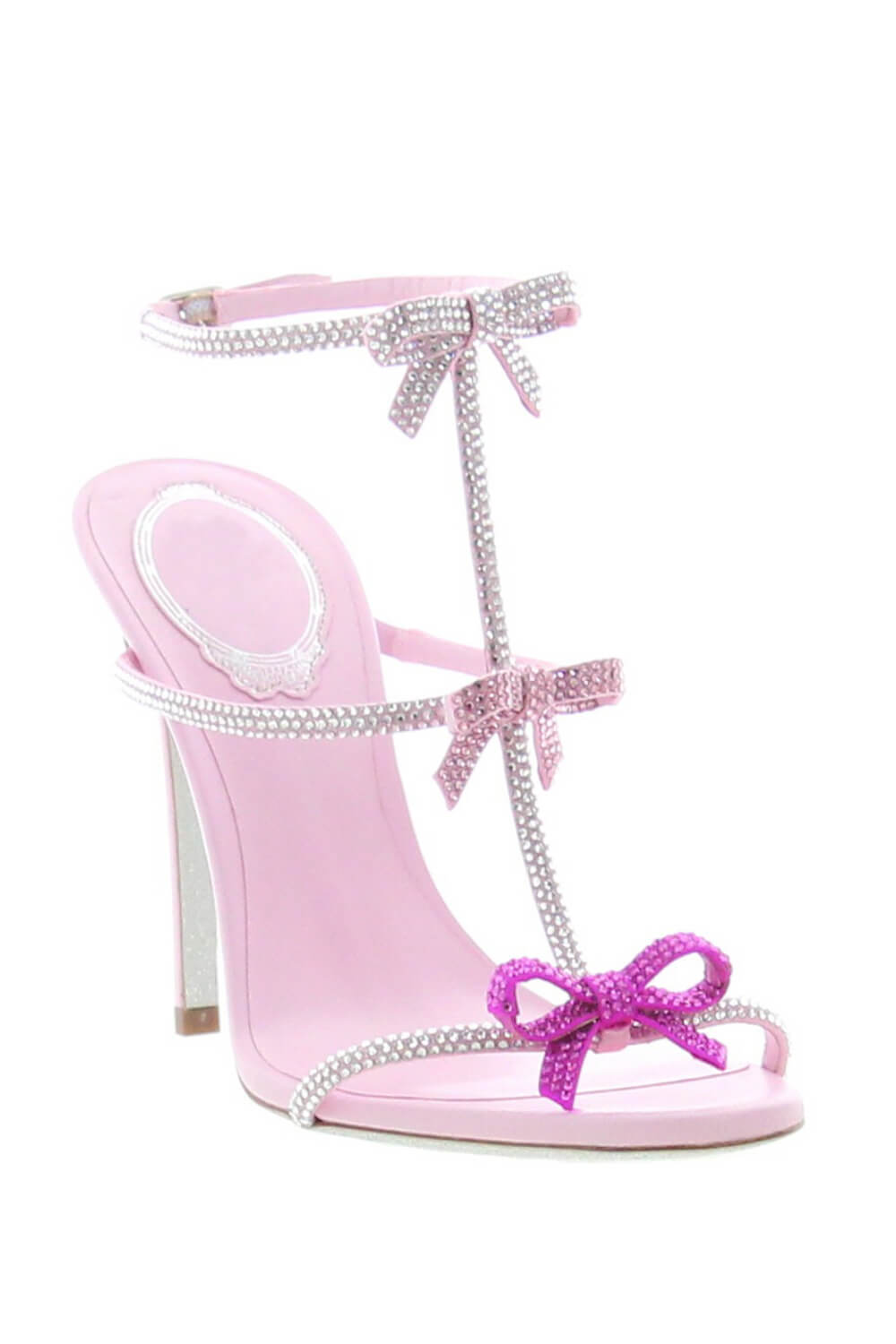 Crystal Ribbons-Detail Embellished Stiletto Heeled Sandals
