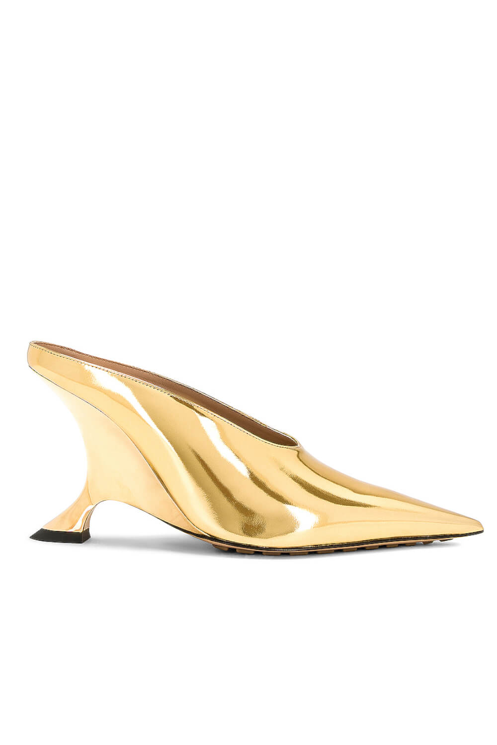 Metallic Faux Leather Pointed Toe Wedged Heels Mules