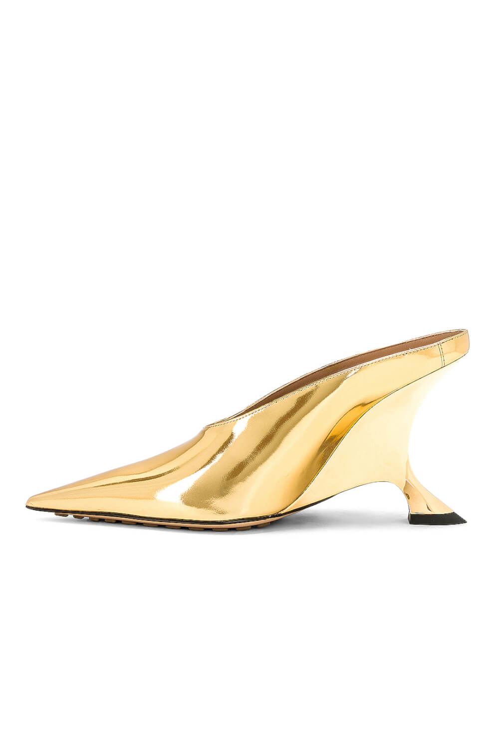 Metallic Faux Leather Pointed Toe Wedged Heels Mules