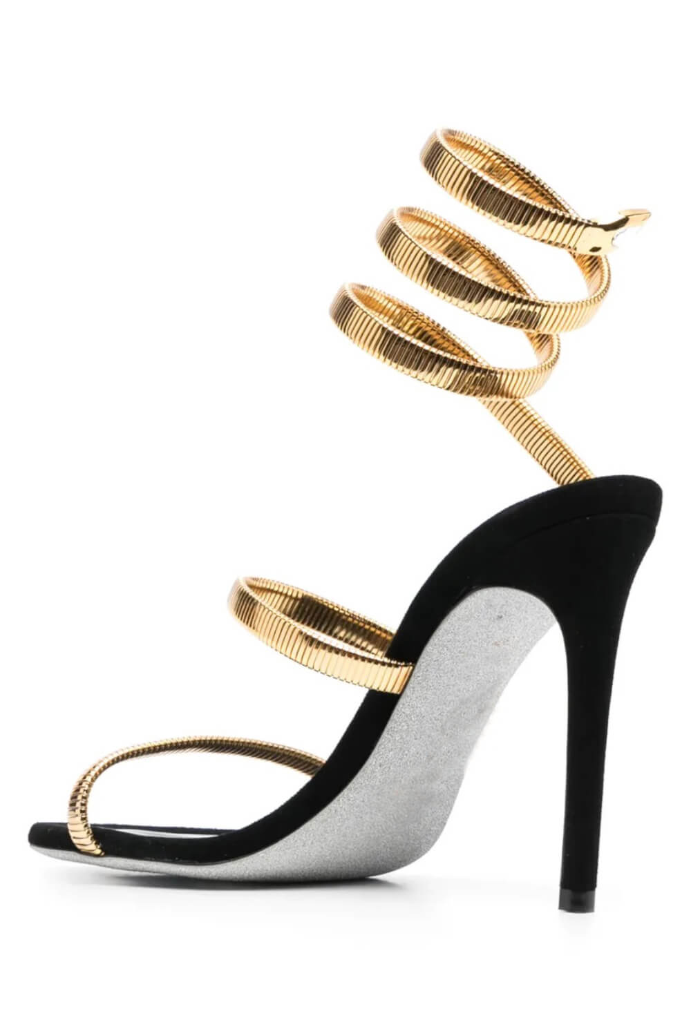 Metallic Ankle Wrap Around Open Toe High Heel Sandals