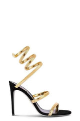 Metallic Ankle Wrap Around Open Toe High Heel Sandals