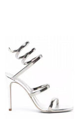 Metallic Ankle Wrap Around Open Toe High Heel Sandals