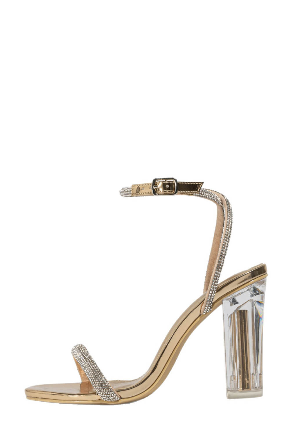 Diamante Barely-There Almond Toe Clear Perspex Block Heel