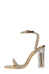 Diamante Barely-There Almond Toe Clear Perspex Block Heel