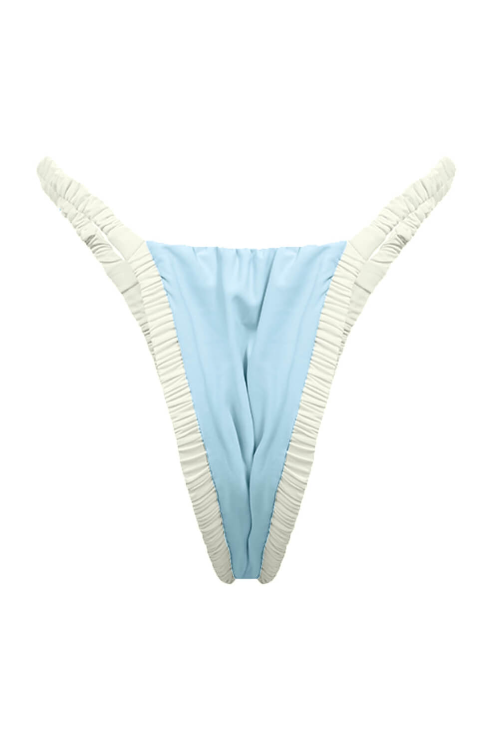 Two-Tone Ruched Triangle High-Cut Bikini Set